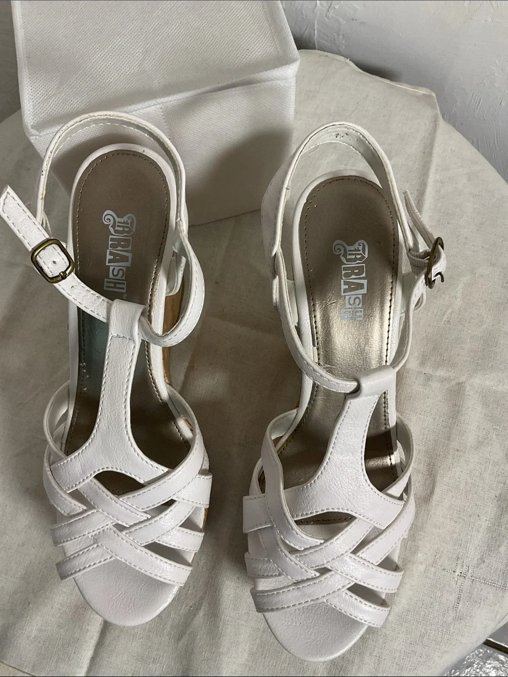 Brash White Strappy Cork Wedge Sandals Size 9 NWT